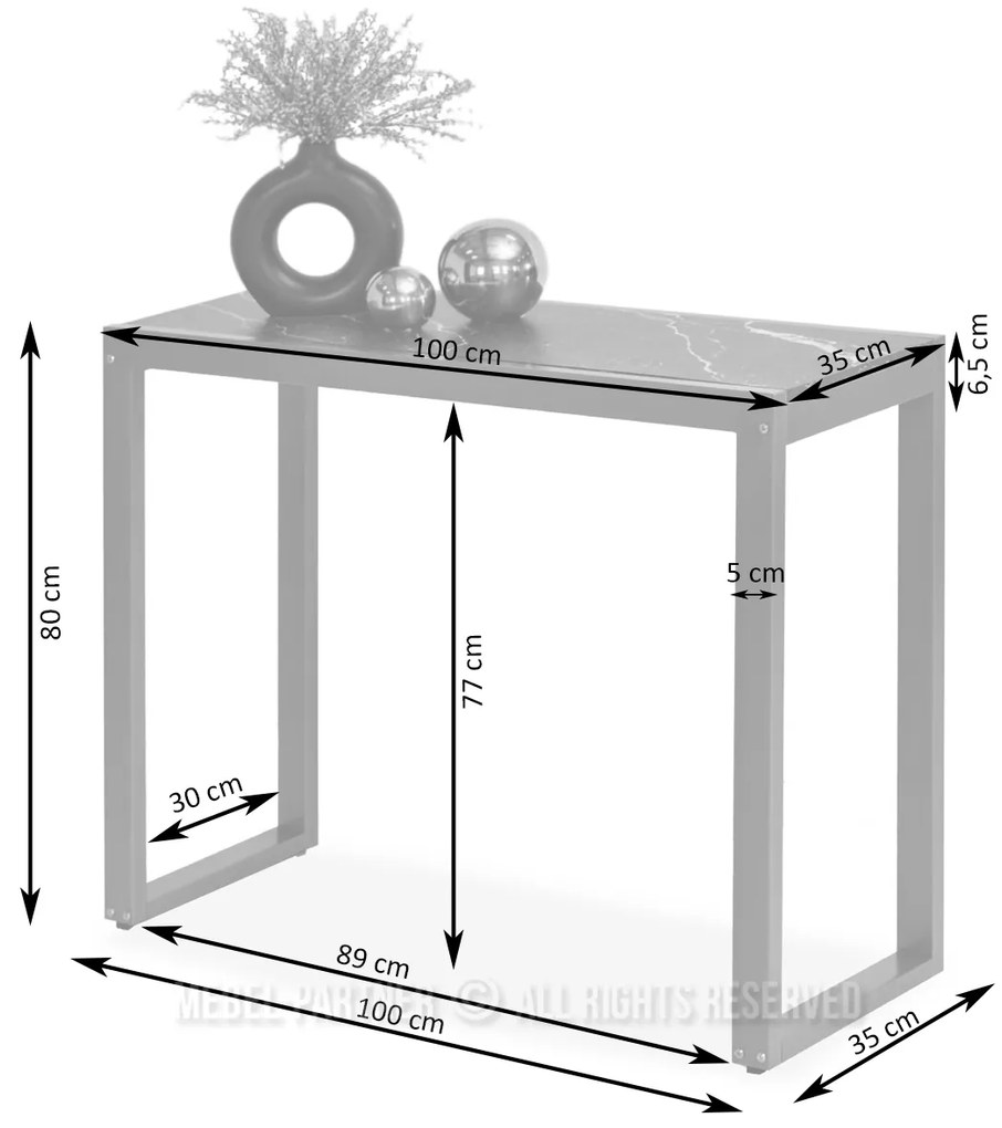 Konzolový stolík Ines (betón + čierna). Akcia -22%. Vlastná spoľahlivá doprava až k Vám domov. 1110808