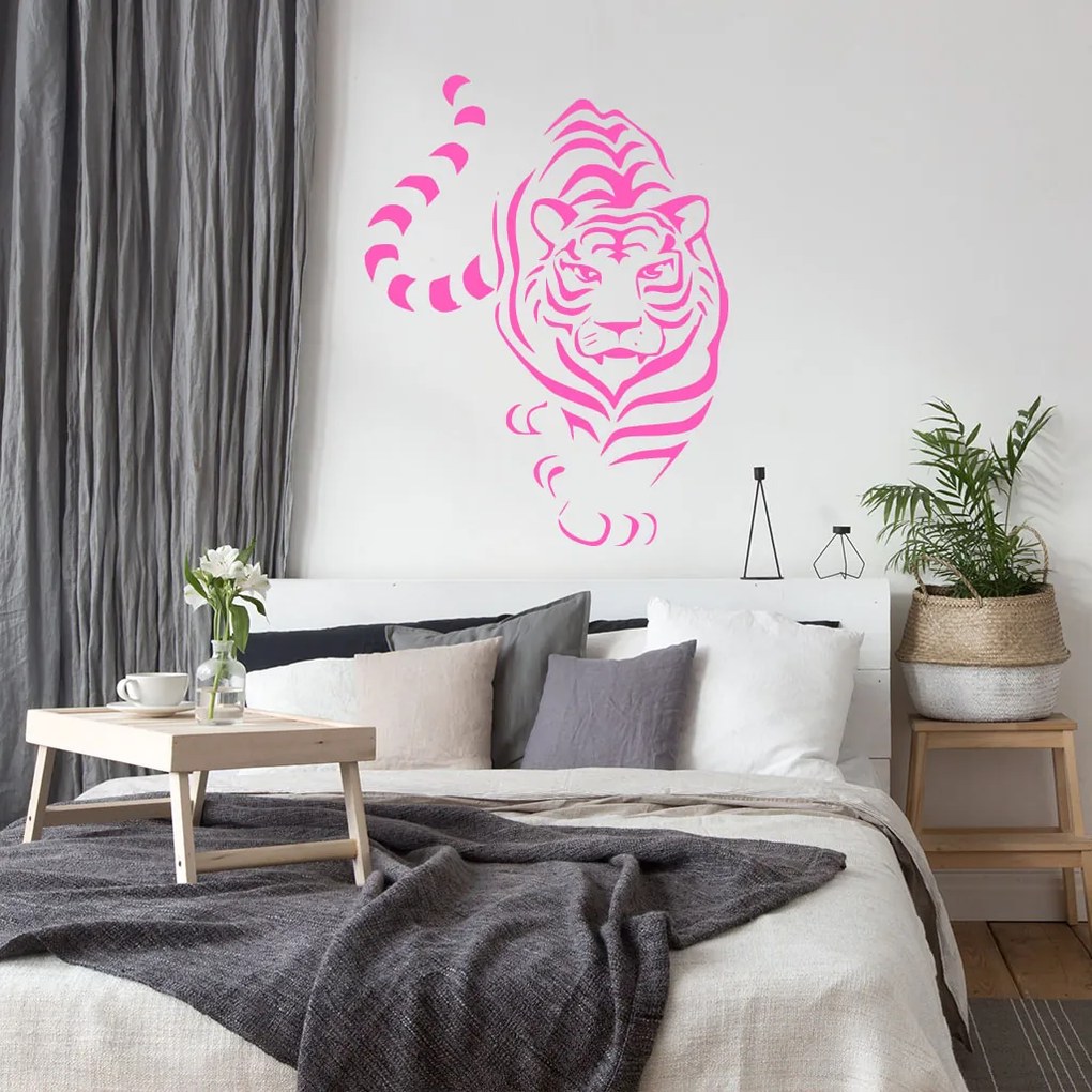 Veselá Stena Samolepka Tiger indický Farba: fialová, Veľkosť: 80 x 82 cm