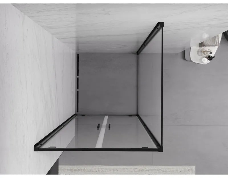 Mexen Exo, sprchovací kút s krídlovými dverami 80 x 80 cm, 6mm číre sklo, čierny profil, 8182-080-080-70-00