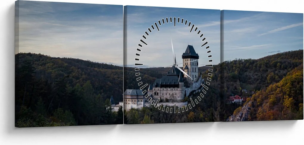 Obraz Karlštejn (s hodinami) (90x30 cm)