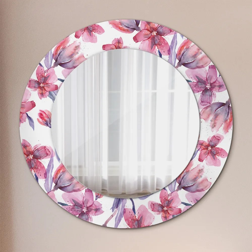 Okrúhle zrkadlo s potlačou Kvety fi 50 cm