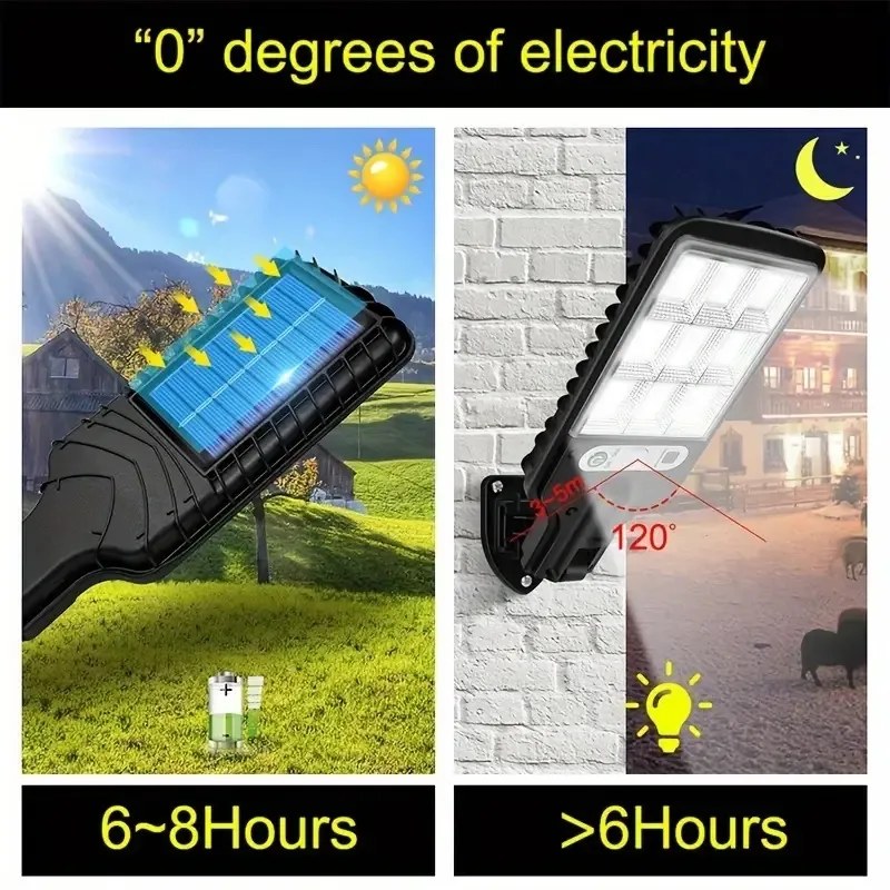 LED nástenná lampa so solárnym napájaním a senzorom pohybu 108COB
