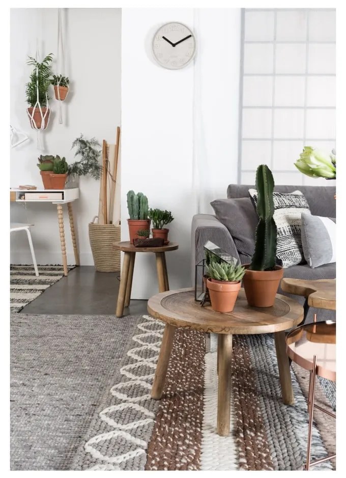 Odkladací stolík z mangového dreva Zuiver Dendron, ⌀ 60 cm
