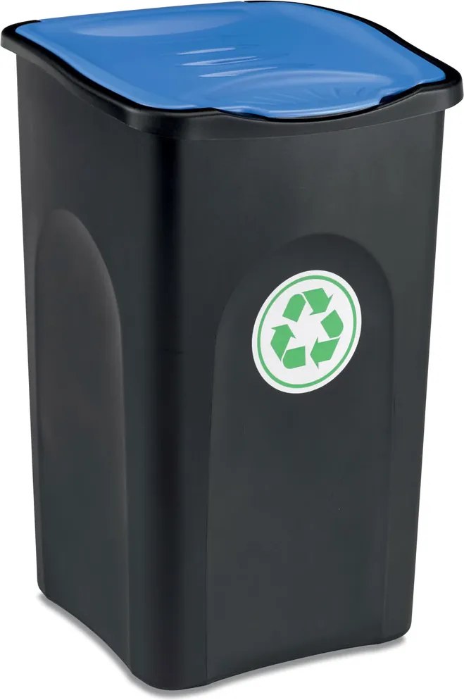 STEFANPLAST Odpadkový kôš na triedený odpad ECOGREEN 50 l, čierny/modré veko