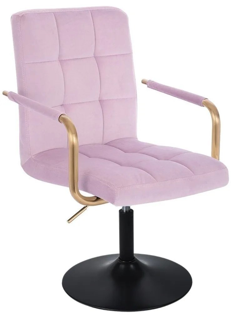 LuxuryForm DESIGN Stolička VERONA GOLD VELUR na čiernom tanieri - levanduľa