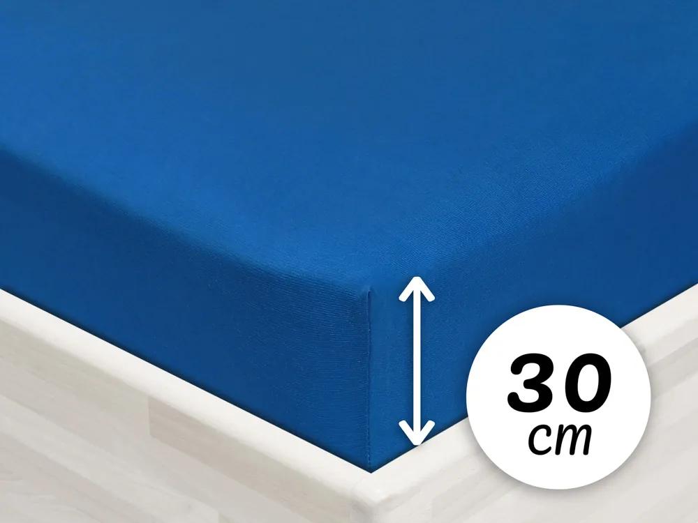 Jersey napínacie prestieradlo na vysoký matrac JR-016 Modré 100 x 200 - výška 30 cm