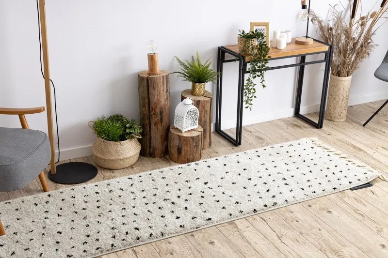 Dywany Łuszczów, Koberec behúň Berber Syla B752 dots cream, 60x200, biela, kuchyňa