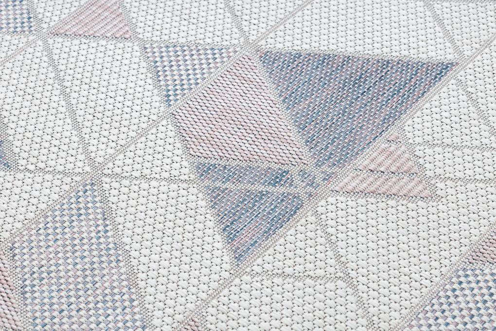 Koberec, behúň SISAL SION Geometrický, Trojuholníky 3006 ploché tkanie ecru / ružová Veľkosť: 70x200 cm
