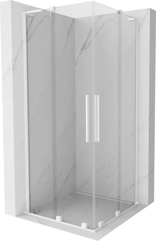 Mexen Velar L Duo, sprchový kút s posuvnými dverami 90 x 90 cm, 8mm číre sklo, biela matná, 871-090-090-02-03-20