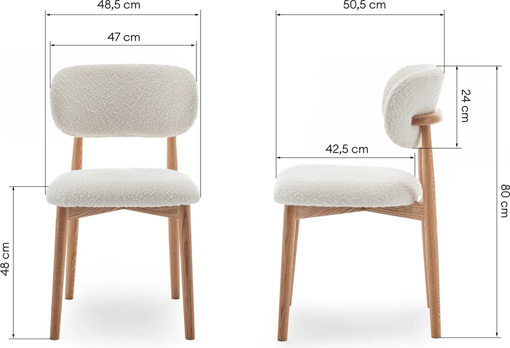 Jedálenská stolička Amalfi bouclé ecru/dub prírodný olejovaný