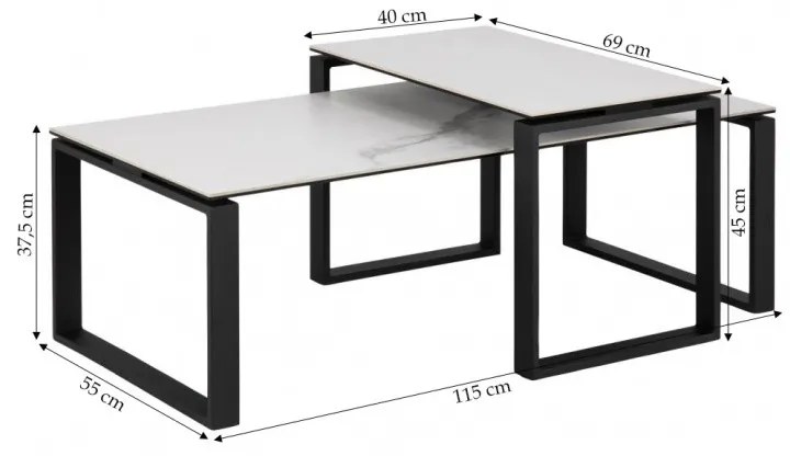 Súprava dvoch konferenčných stolíkov Katrine biela/čierna
