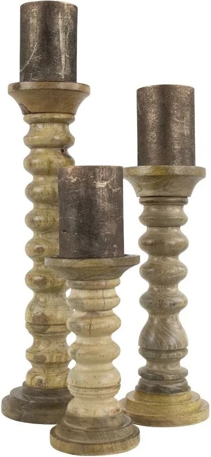 Drevený svietnik Manu z mangového dreva M - 11 * 11 * 30cm