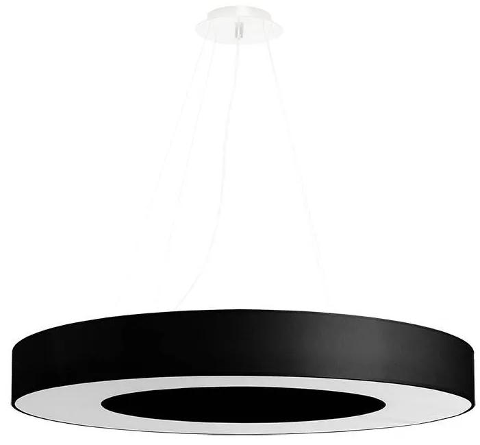 Závesné svietidlo Saturno Slim, 1x čierne textilné tienidlo, (biely plast), (fi 70 cm)