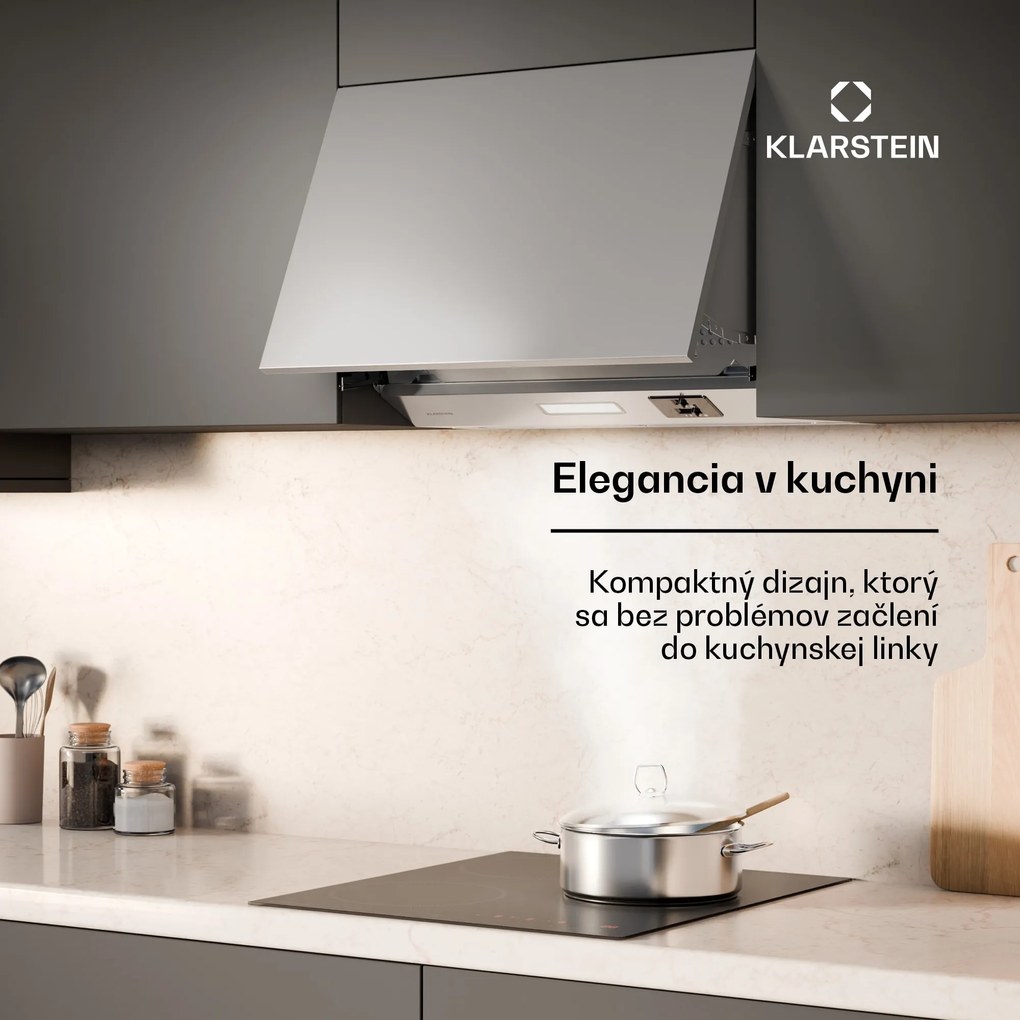 Klarstein Swift Square digestor, zabudovaný digestor, 402 m³/h, EEK C, Odsávanie/Recirkulácia, LED