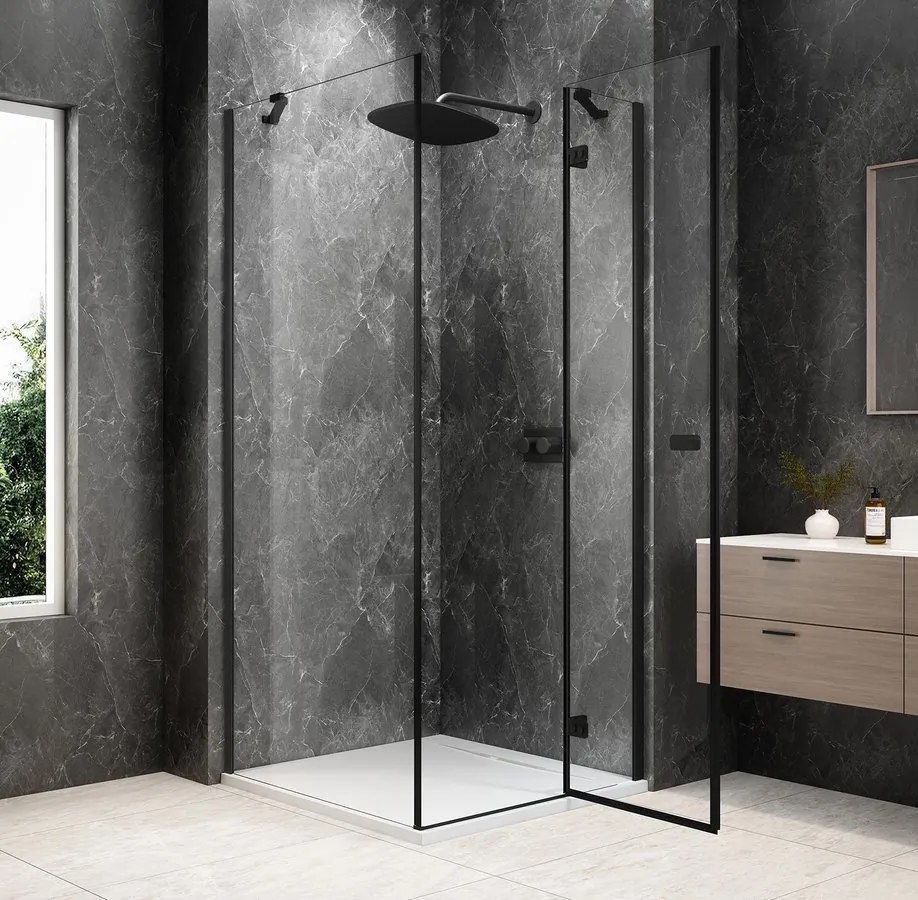 Polysan Polysan, GLOBE BLACK štvorcová sprchová zástena 800x800mm, číre sklo, pravé, GB1080-3215RB