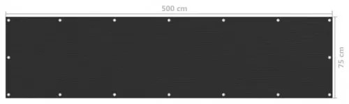 vidaXL Tieniaca plachta na balkón z HDPE 75x500 cm antracitová-