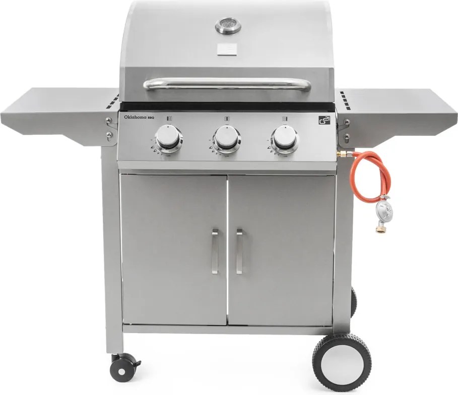 Plynový gril OKLAHOMA BBQ, 3 horáky, s redukčným ventilom, strieborná Penta CZ
