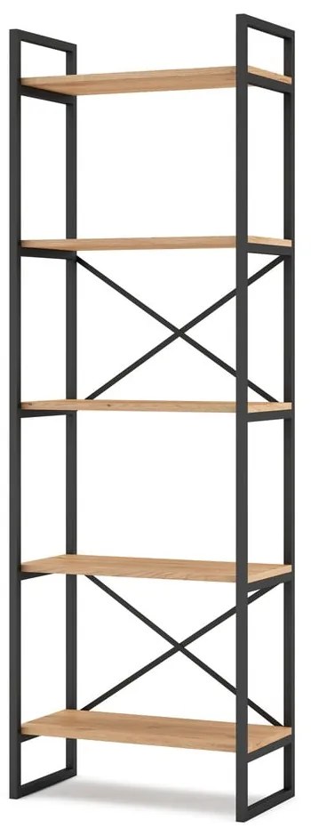 Čierny/prírodný regál v dekore duba 58x175 cm Dusan – Marckeric