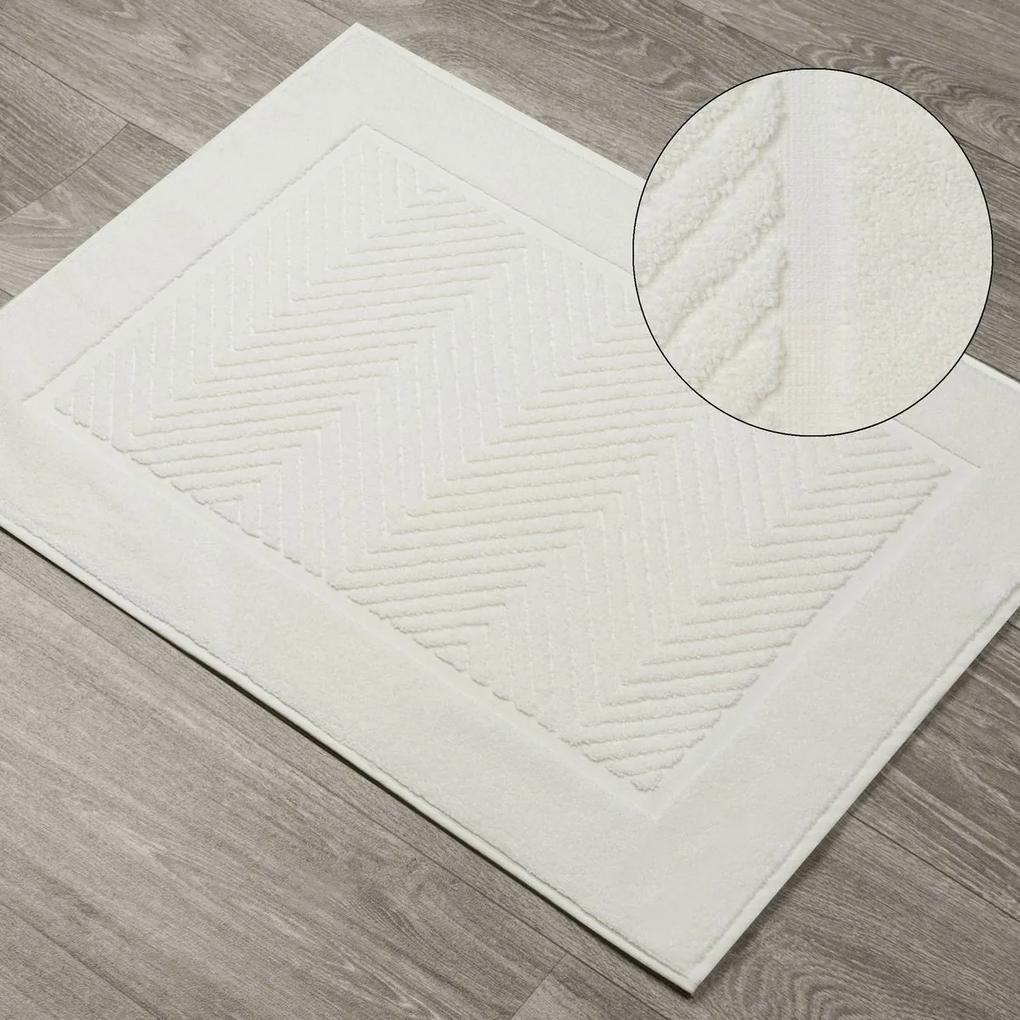 DomTextilu Krémový vzorovaný kúpeľňový koberec z bavlny Šírka: 50 cm | Dĺžka: 70 cm 44545-208267