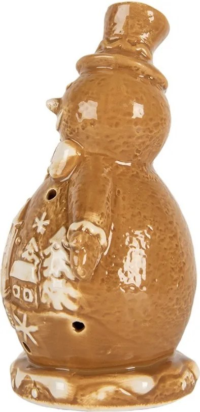 Christmas Decoration Snowman 11x8x16 Cm Brown Ceramic - 11*8*16 cm