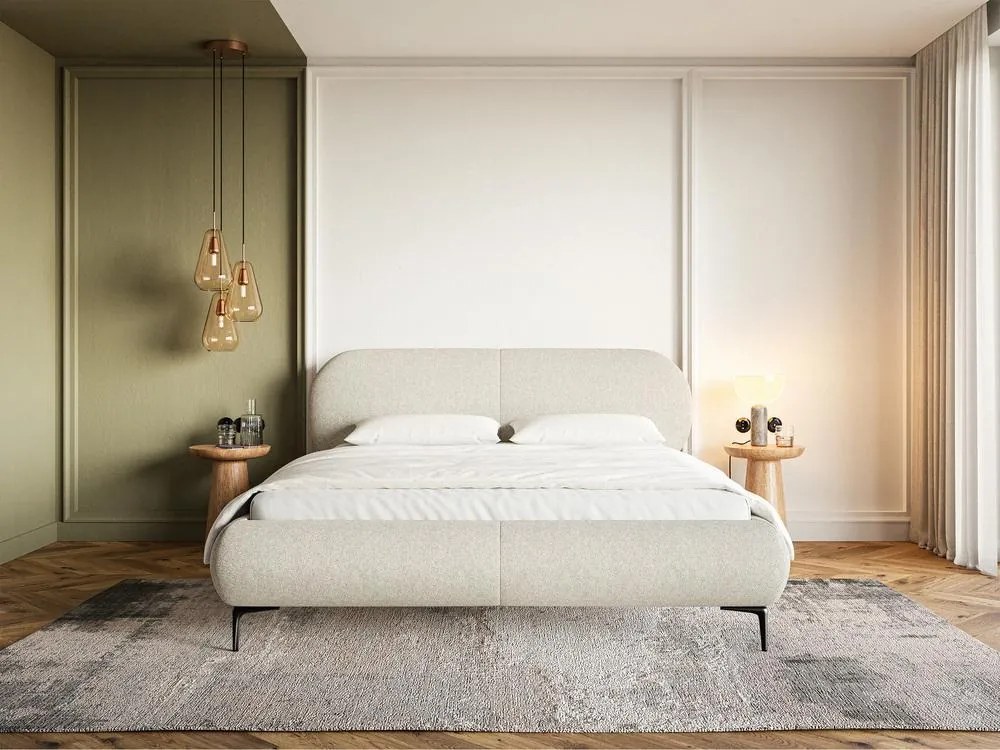 Manželská posteľ 140 cm Octave 140B (s roštom) (svetlobéžová + čierna). Akcia -19%. Vlastná spoľahlivá doprava až k Vám domov. 1100022