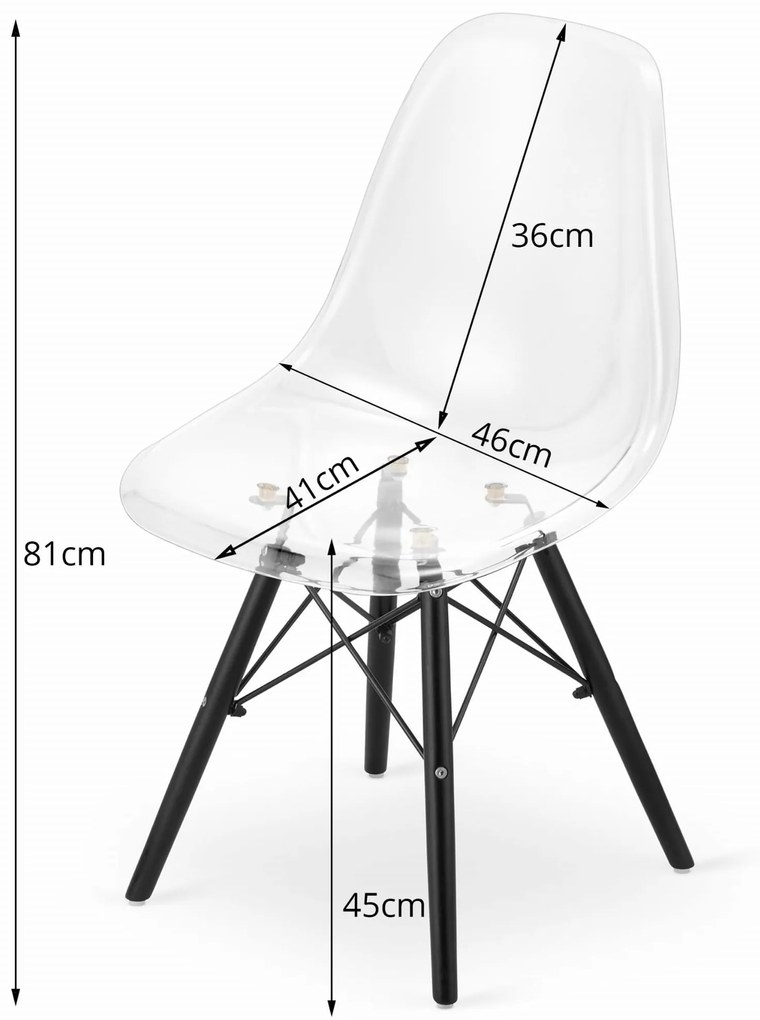 Stolička OSAKA transparentná / nohy čierne x 4 9401 80 00 00