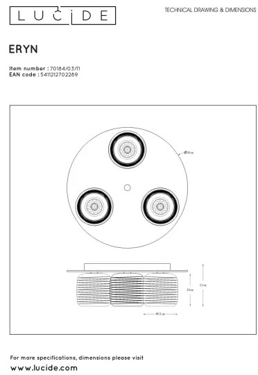 Lucide 70184/03/11 - Stropné svietidlo ERYN 3xG9/42W/230V