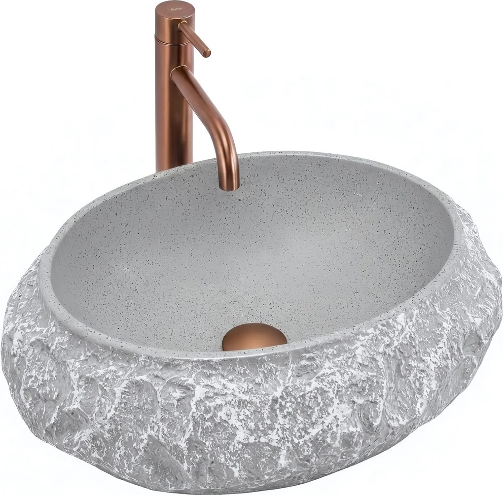 Rea Mika Gabro, umývadlo na dosku 480x380x155 mm, imitácia kameňa-šedá, REA-U0633