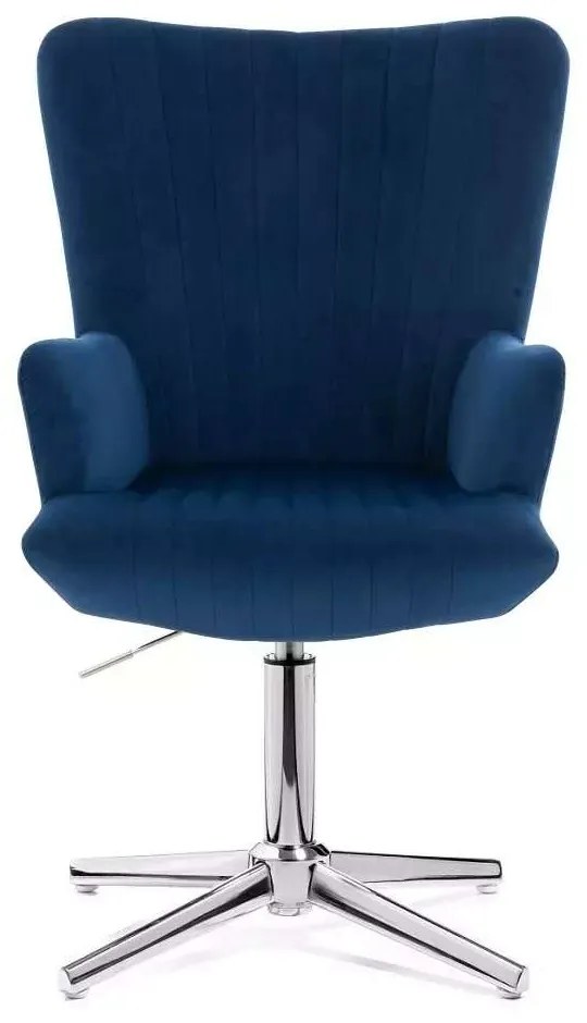 LuxuryForm DESIGN Kreslo AMADEO VELUR na striebornom kríži - modré
