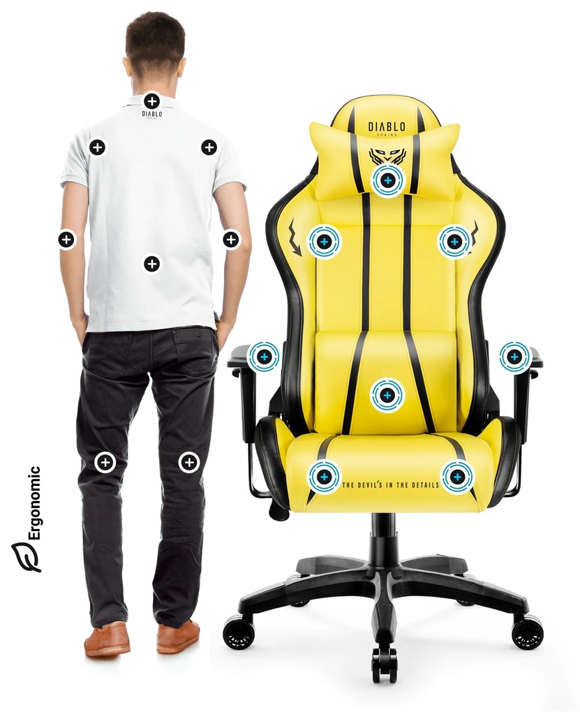 Herné kreslo Diablo X-One 2.0 Normal Size, Electric Yellow/ žlté
