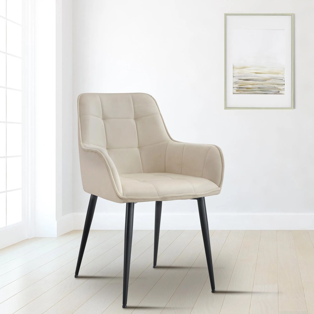 Jedálenská stolička Ferndale - zamat - krémová