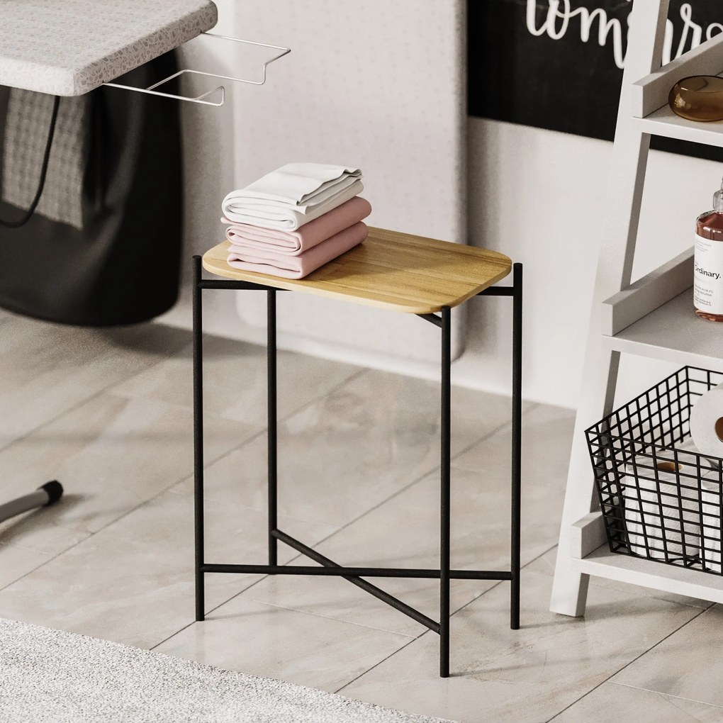 Odkladací stolík Shb-003 z masívu čierny/dub prírodný