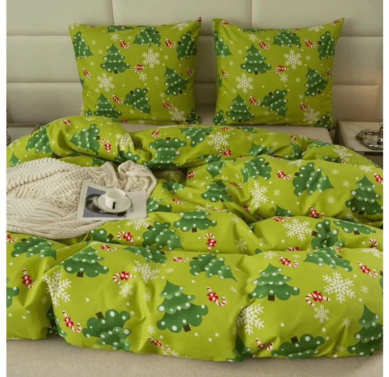 Flanelové obliečky z mikrovlákna CHRISTMAS TREE zelené Rozmer obliečky: 2 ks 70 x 90 cm | 200 x 220 cm
