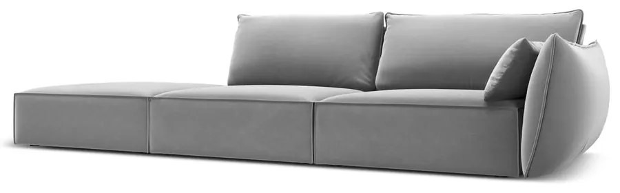 Svetlosivá zamatová pohovka pravý roh 264 cm Vanda – Mazzini Sofas