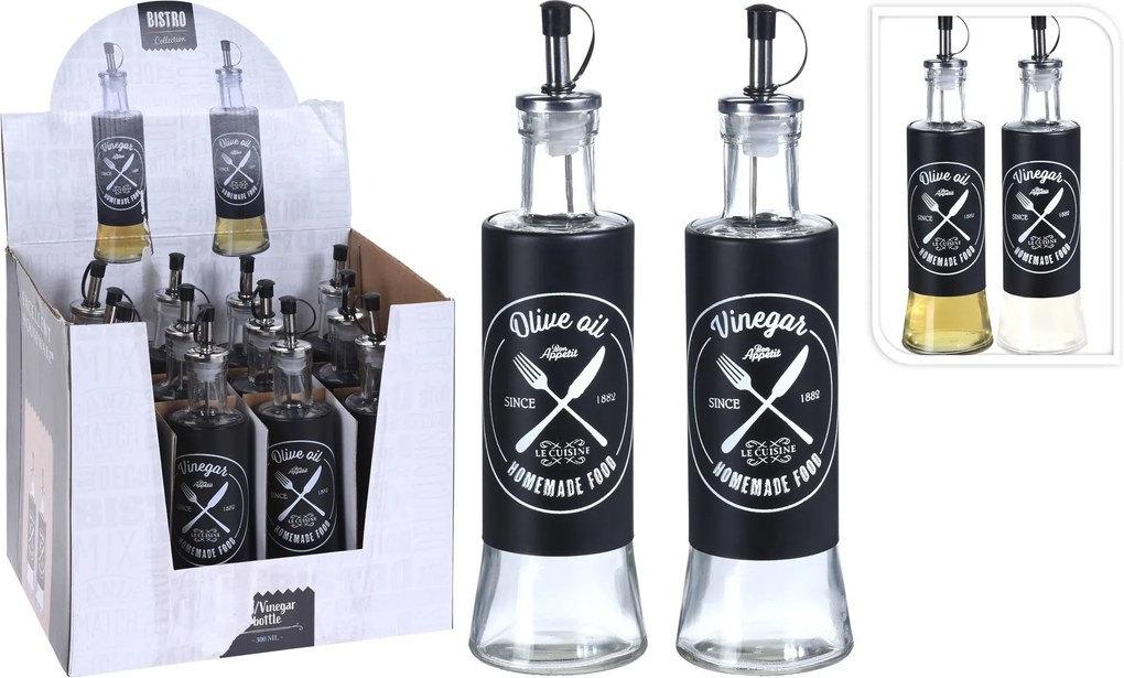 Excellent Houseware Sklenená fľaša na olej/ocot Morgan 300 ml sada 2ks
