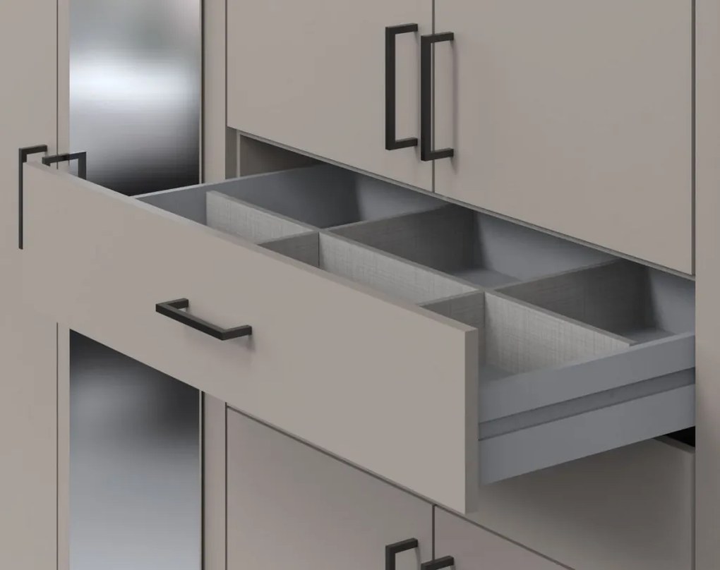 Šatníková skriňa so zrkadlami Düsseldorf, 270 cm, šedá sahara