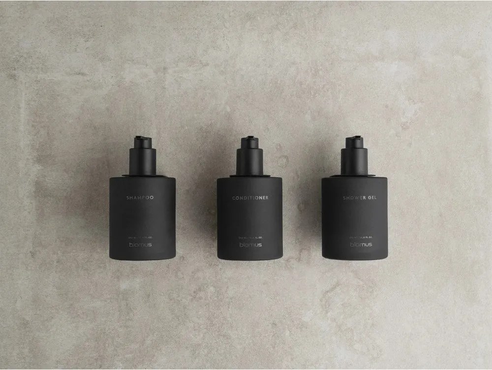 Čierne nástenné sklenené dávkovače mydla v súprave 3 ks 350 ml Kirei – Blomus