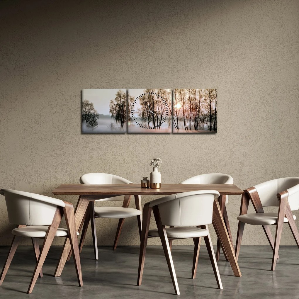 Obraz - Ranná sychravosť (s hodinami) (90x30 cm)