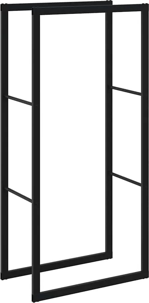 vidaXL Regál na krbové drevo, čierny 55x30x116 cm, oceľ