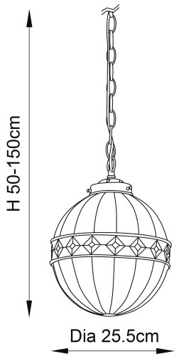 Endon 67044 - Závesný luster na reťazi Tiffany FARGO 1xE14/40W/230V priemer 25,5 cm