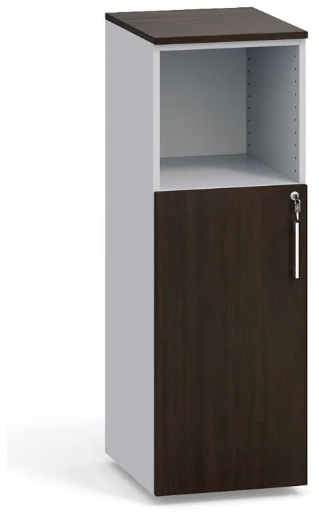 Kancelárska skriňa kombinovaná s dverami, 1087 x 400 x 420 mm, sivá / wenge