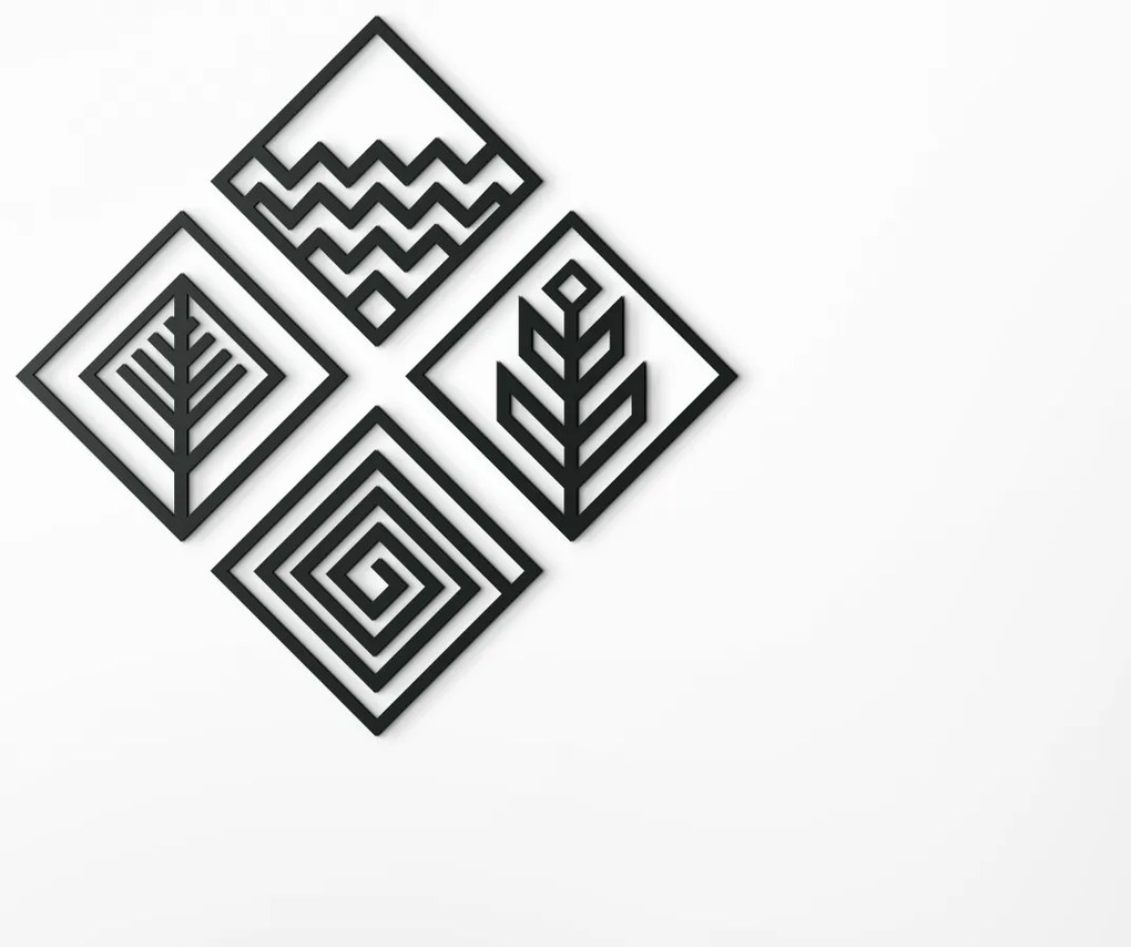 drevko Drevená nálepka 4 živly - oheň, voda, zem a vzduch Rozmer obrazu: 32,5 x 32,5 cm, Farba dekorácie: Čierna