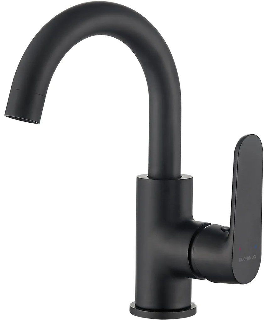 Kuchinox Dima, umývadlová batéria s otočným výtokom v tvare U, čierna matná, LAV-BQD_728D
