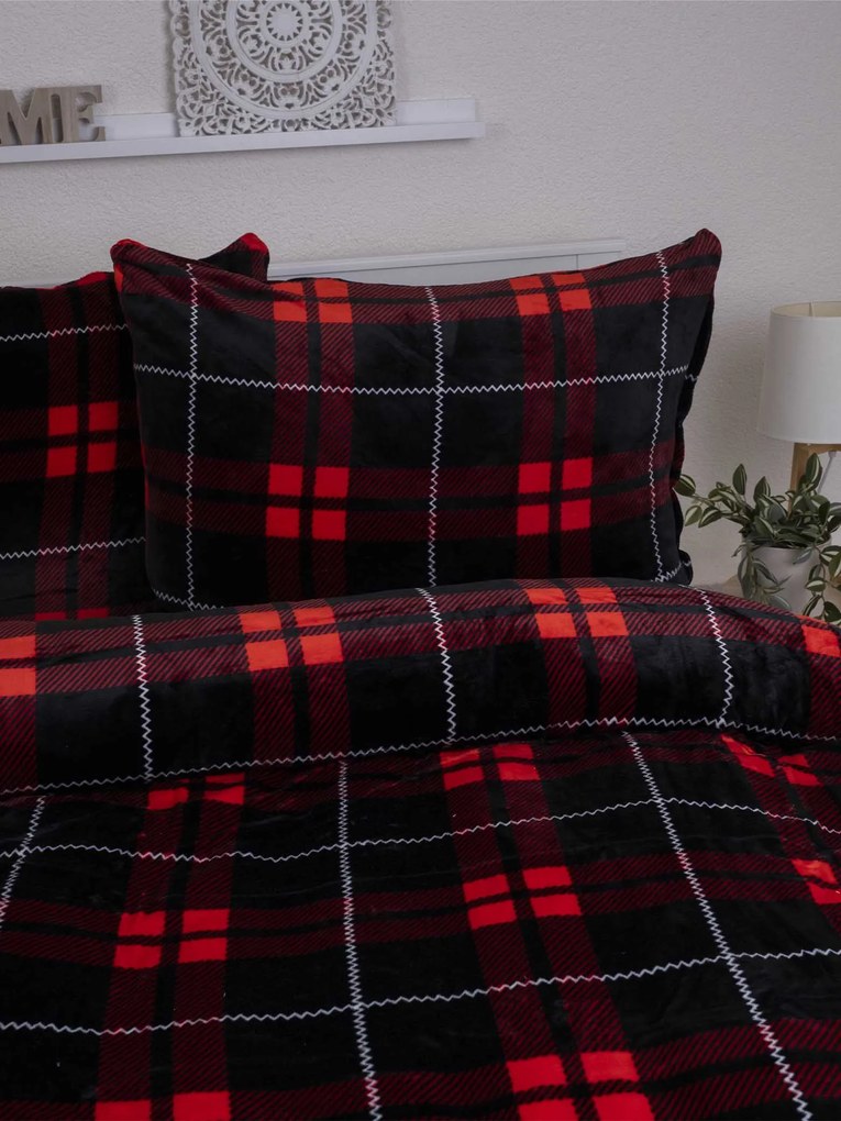 Obliečky mikroplyš Exclusive – Scot červené 140 × 200 cm, 70 x 90 cm