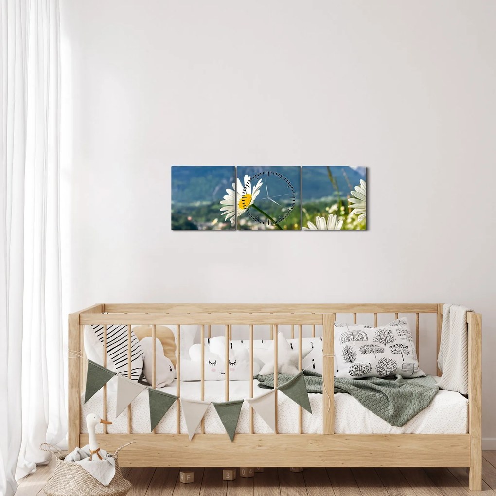 Obraz - Jar v Alpách (s hodinami) (90x30 cm)