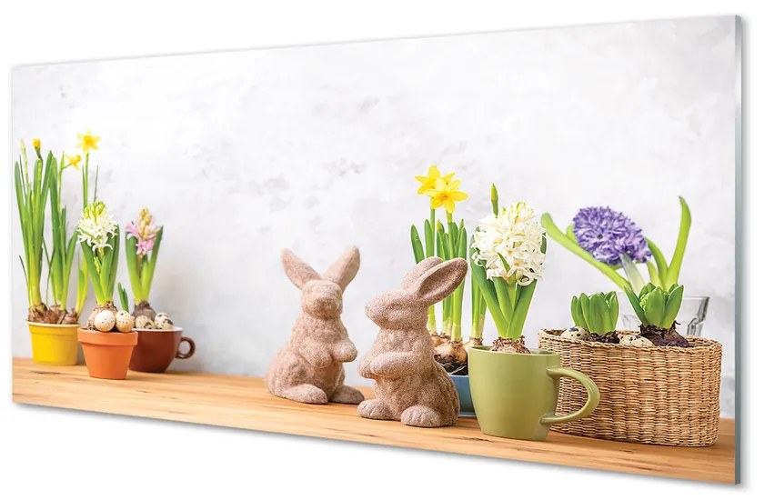 Obraz na akrylátovom skle Kvety králiky 140x70 cm