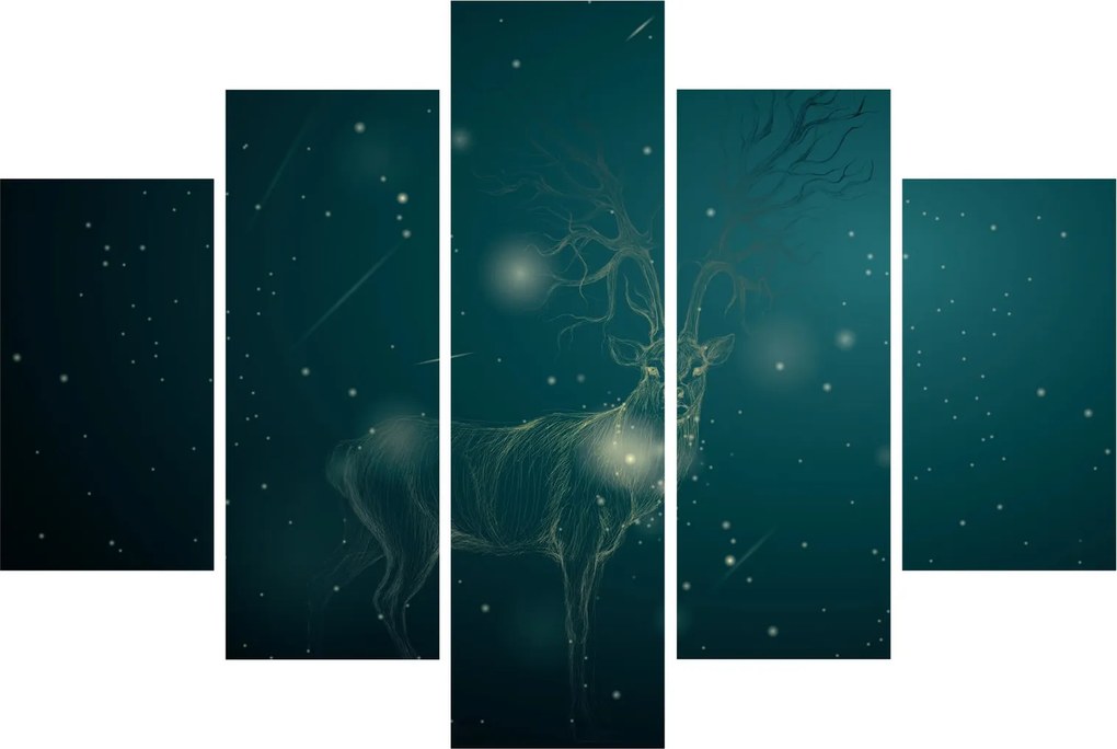 Obraz - Magický jeleň v noci (150x105 cm)