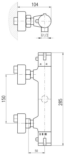 RAV Slezák TRM80.5CMAT - Termostatická sprchová batéria TERMO matná čierna