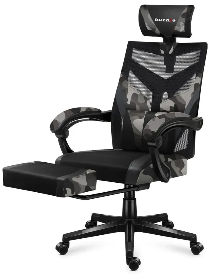 Huzaro Herné kreslo Combat 5.0 s výsuvnou podnožkou - šedá