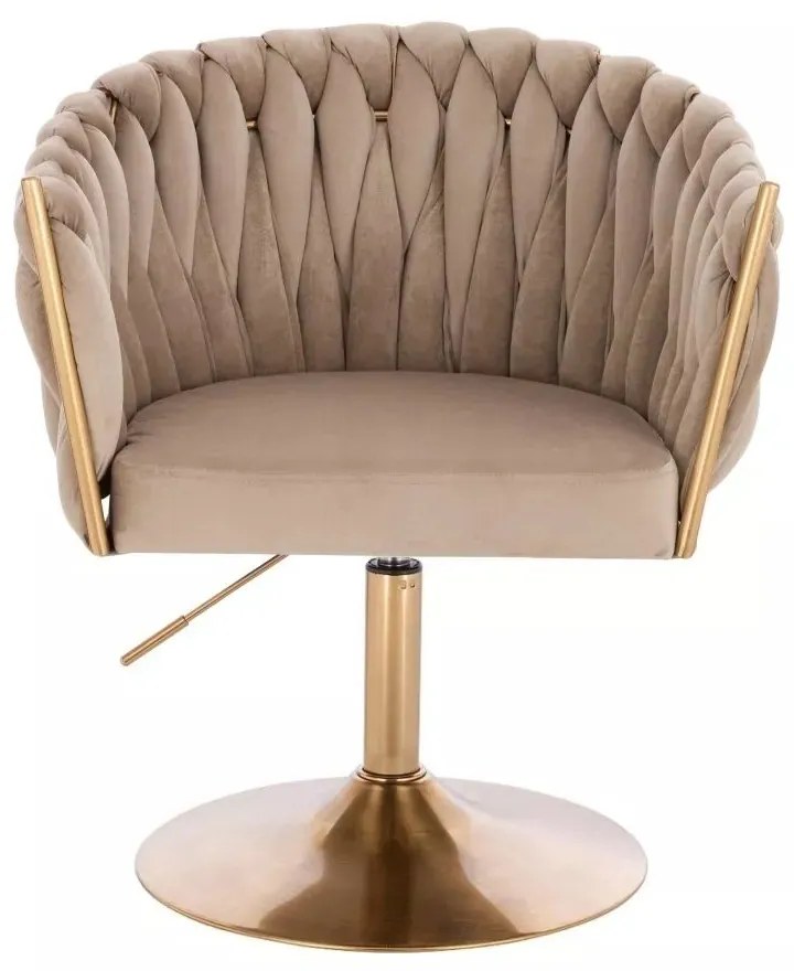 LuxuryForm DESIGN Stolička NORDEN VELUR na zlatom tanieri - latte